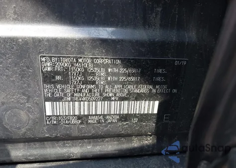 2019 Toyota Rav4 Le from USA, damaged, VIN JTMF1RFV4KD509227